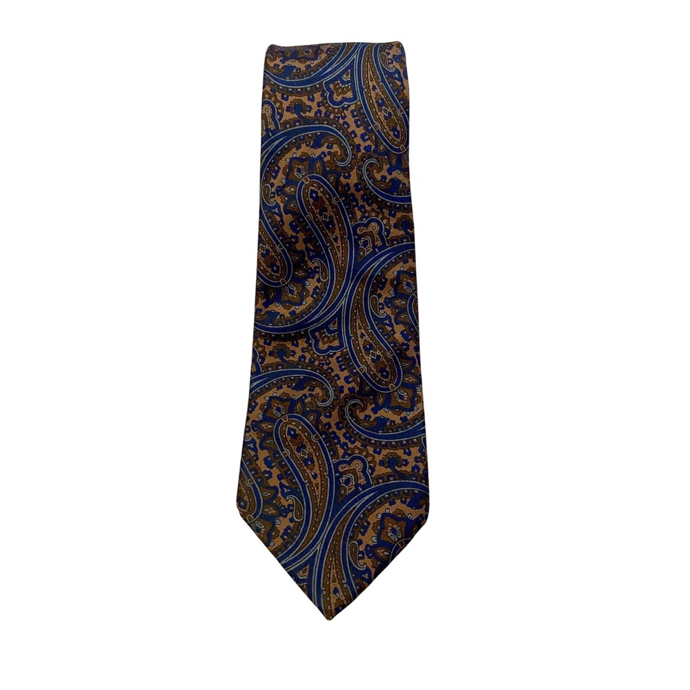 Guy Laroche New York Silk Tie Blue Brown Paisley Made in Italy‎